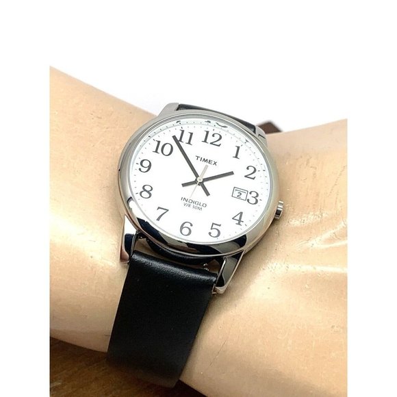 Timex Men's Watch TW2V05400 Quartz Indiglo White Dial Black Leather Band… - Picture 5 of 14